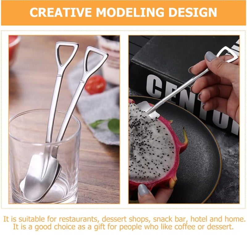 Comicfs 10 Pcs 4.7 Inches Silver Shovel Shape Demitasse Espresso Spoons, Stainless Steel Mini Coffee Spoons Set, Small Spoon for Dessert, Tea, Appetizer, Party Supplies (10 Spoon, Silver) - Image 5